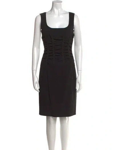 Pre-owned Dolce & Gabbana Square Neckline Knee-length Dress In Black