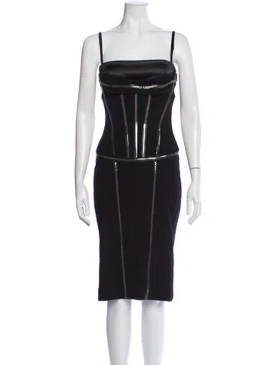 Pre-owned Dolce & Gabbana Square Neckline Knee-length Dress In Black