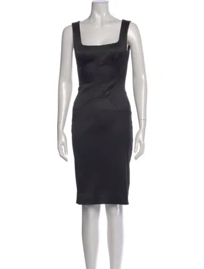 Pre-owned Dolce & Gabbana Square Neckline Knee-length Dress In Black