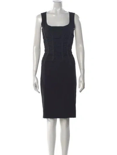 Pre-owned Dolce & Gabbana Square Neckline Knee-length Dress In Black