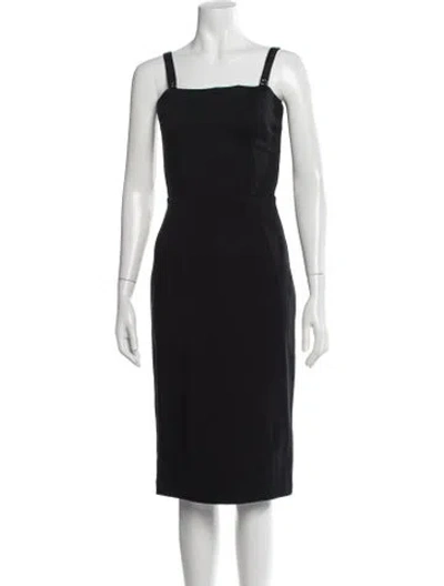 Pre-owned Dolce & Gabbana Square Neckline Knee-length Dress In Black