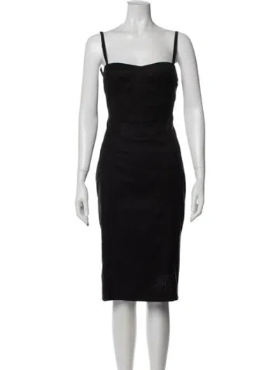 Pre-owned Dolce & Gabbana Square Neckline Knee-length Dress In Blue