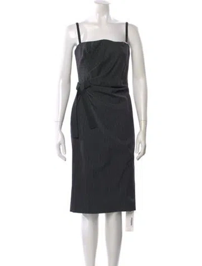 Pre-owned Dolce & Gabbana Square Neckline Knee-length Dress In Gray