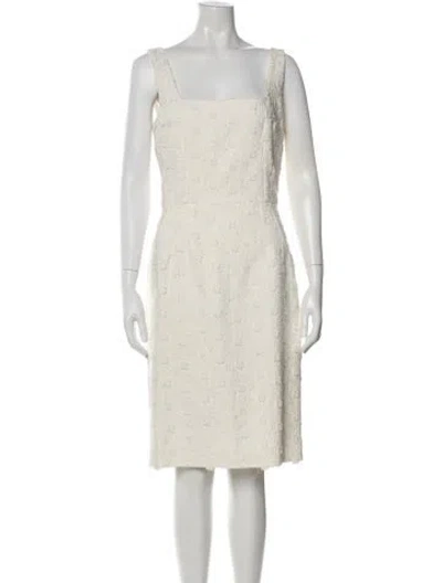 Pre-owned Dolce & Gabbana Square Neckline Knee-length Dress In Neutral