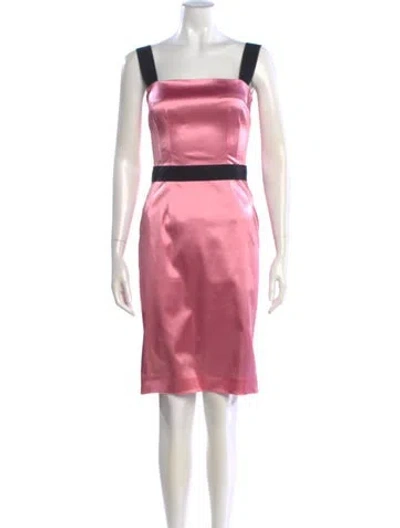 Pre-owned Dolce & Gabbana Square Neckline Knee-length Dress In Pink