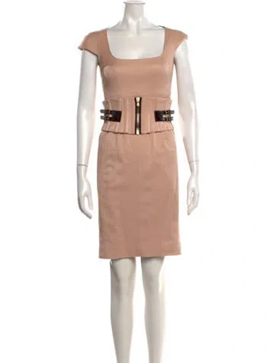 Pre-owned Dolce & Gabbana Square Neckline Knee-length Dress In Pink