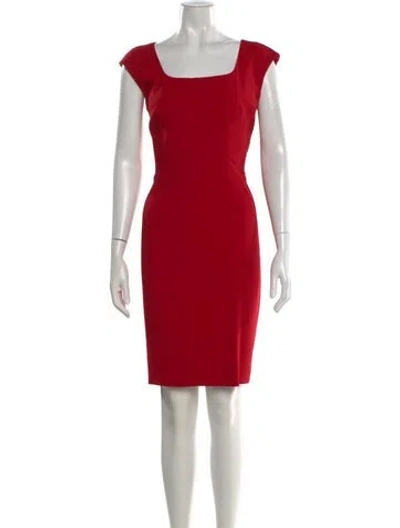 Pre-owned Dolce & Gabbana Square Neckline Knee-length Dress In Red