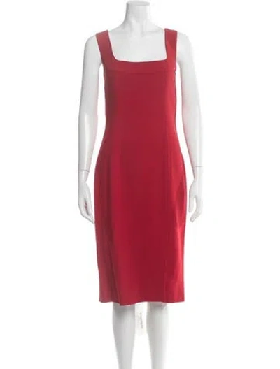 Pre-owned Dolce & Gabbana Square Neckline Knee-length Dress In Red