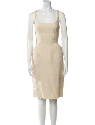 Pre-owned Dolce & Gabbana Square Neckline Knee-length Dress W/ Tags In Neutral