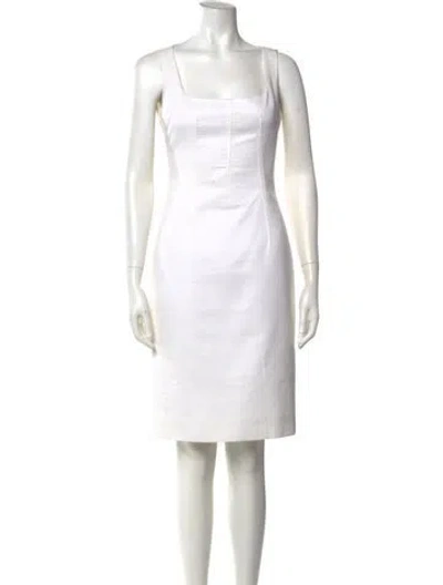 Pre-owned Dolce & Gabbana Square Neckline Knee-length Dress In White