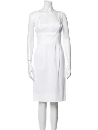 Pre-owned Dolce & Gabbana Square Neckline Knee-length Dress In White