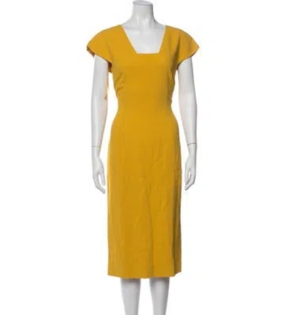 Pre-owned Dolce & Gabbana Square Neckline Knee-length Dress In Yellow