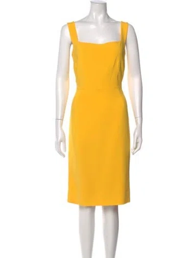Pre-owned Dolce & Gabbana Square Neckline Knee-length Dress In Yellow
