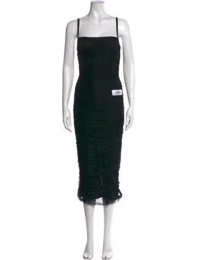 Pre-owned Dolce & Gabbana Square Neckline Long Dress In Black