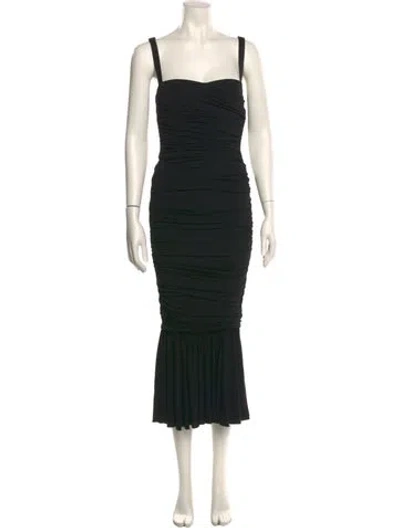 Pre-owned Dolce & Gabbana Square Neckline Long Dress In Black