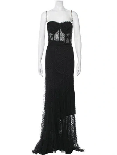 Pre-owned Dolce & Gabbana Square Neckline Long Dress In Black