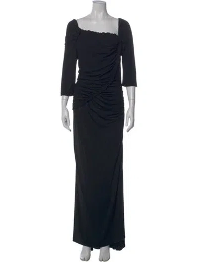 Pre-owned Dolce & Gabbana Square Neckline Long Dress In Black
