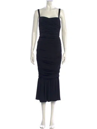 Pre-owned Dolce & Gabbana Square Neckline Long Dress In Blue