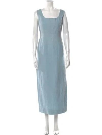 Pre-owned Dolce & Gabbana Square Neckline Long Dress In Blue