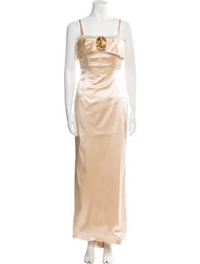 Pre-owned Dolce & Gabbana Square Neckline Long Dress In Neutral
