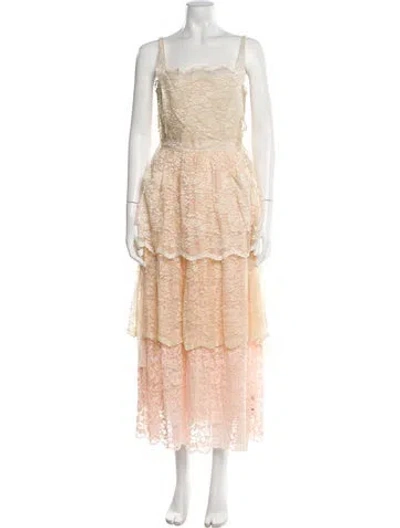 Pre-owned Dolce & Gabbana Square Neckline Long Dress In Neutral