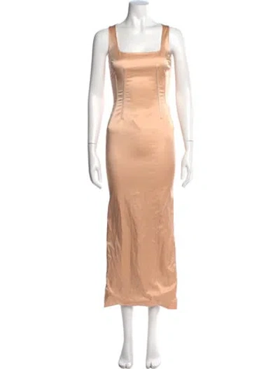 Pre-owned Dolce & Gabbana Square Neckline Long Dress In Neutral