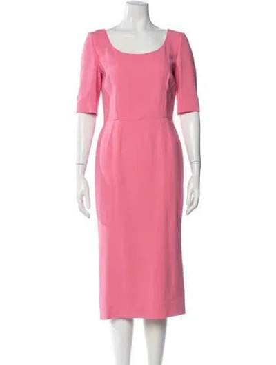 Pre-owned Dolce & Gabbana Square Neckline Long Dress In Pink