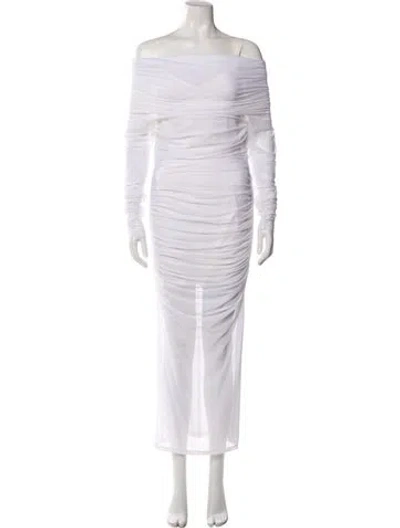 Pre-owned Dolce & Gabbana Square Neckline Long Dress In White