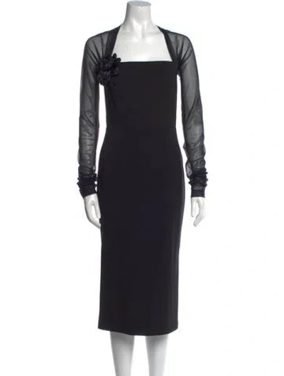 Pre-owned Dolce & Gabbana Square Neckline Midi Length Dress In Black