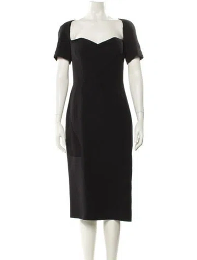 Pre-owned Dolce & Gabbana Square Neckline Midi Length Dress In Black