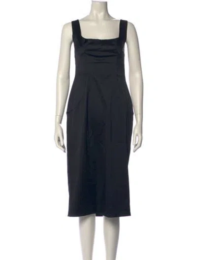 Pre-owned Dolce & Gabbana Square Neckline Midi Length Dress In Blue