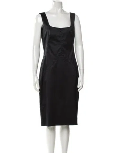 Pre-owned Dolce & Gabbana Square Neckline Midi Length Dress In Gray