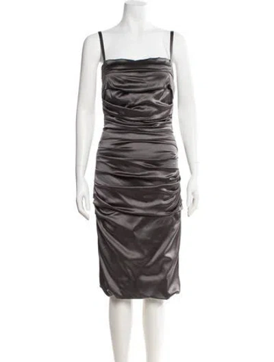 Pre-owned Dolce & Gabbana Square Neckline Midi Length Dress In Gray