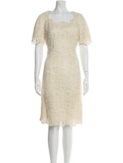 Pre-owned Dolce & Gabbana Square Neckline Midi Length Dress In Neutral
