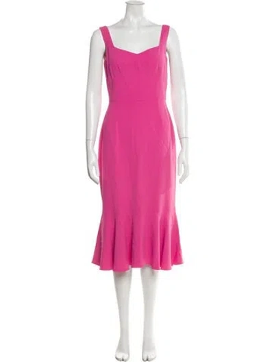 Pre-owned Dolce & Gabbana Square Neckline Midi Length Dress In Pink