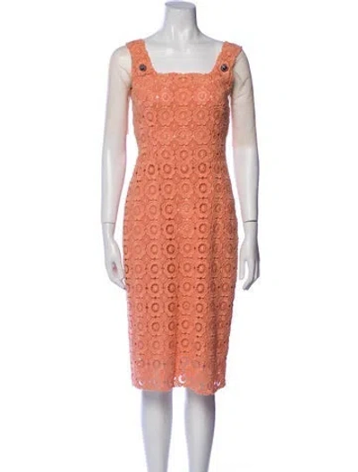 Pre-owned Dolce & Gabbana Square Neckline Midi Length Dress In Pink