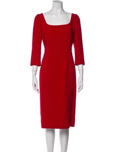 Pre-owned Dolce & Gabbana Square Neckline Midi Length Dress In Red