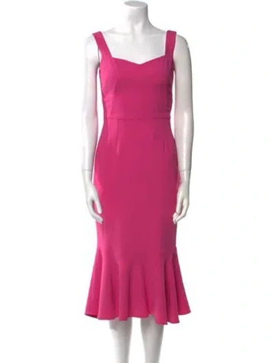 Pre-owned Dolce & Gabbana Square Neckline Midi Length Dress W/ Tags In Pink