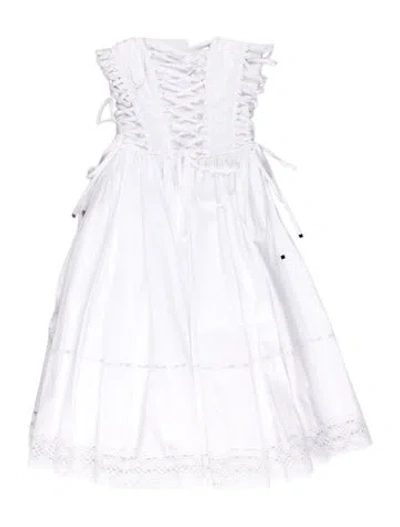 Pre-owned Dolce & Gabbana Square Neckline Midi Length Dress In White