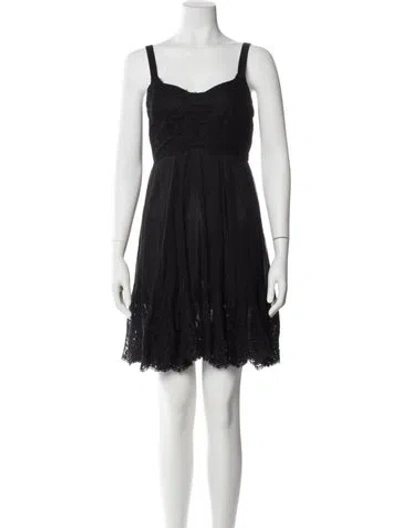 Pre-owned Dolce & Gabbana Square Neckline Mini Dress In Black
