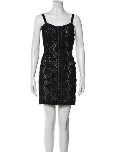 Pre-owned Dolce & Gabbana Square Neckline Mini Dress In Black