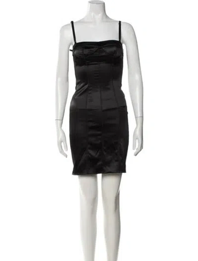 Pre-owned Dolce & Gabbana Square Neckline Mini Dress In Black