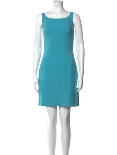 Pre-owned Dolce & Gabbana Square Neckline Mini Dress In Blue