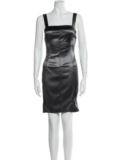 Pre-owned Dolce & Gabbana Square Neckline Mini Dress In Gray