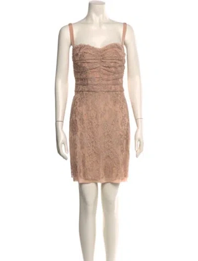 Pre-owned Dolce & Gabbana Square Neckline Mini Dress In Neutral