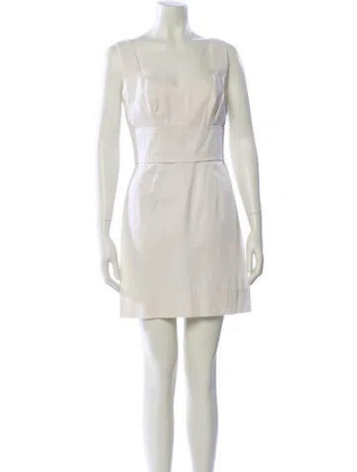 Pre-owned Dolce & Gabbana Square Neckline Mini Dress In Neutral