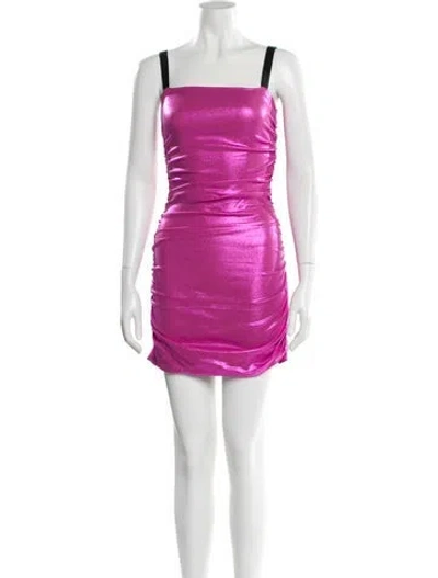 Pre-owned Dolce & Gabbana Square Neckline Mini Dress In Pink
