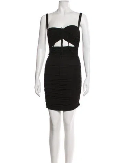 Pre-owned Dolce & Gabbana Square Neckline Mini Dress W/ Tags In Black