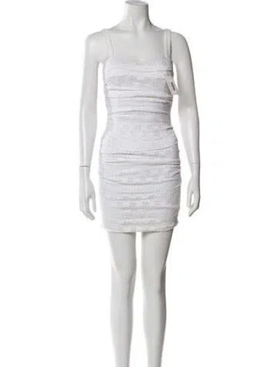 Pre-owned Dolce & Gabbana Square Neckline Mini Dress In White