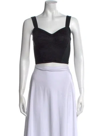 Pre-owned Dolce & Gabbana Square Neckline Sleeveless Crop Top In Black